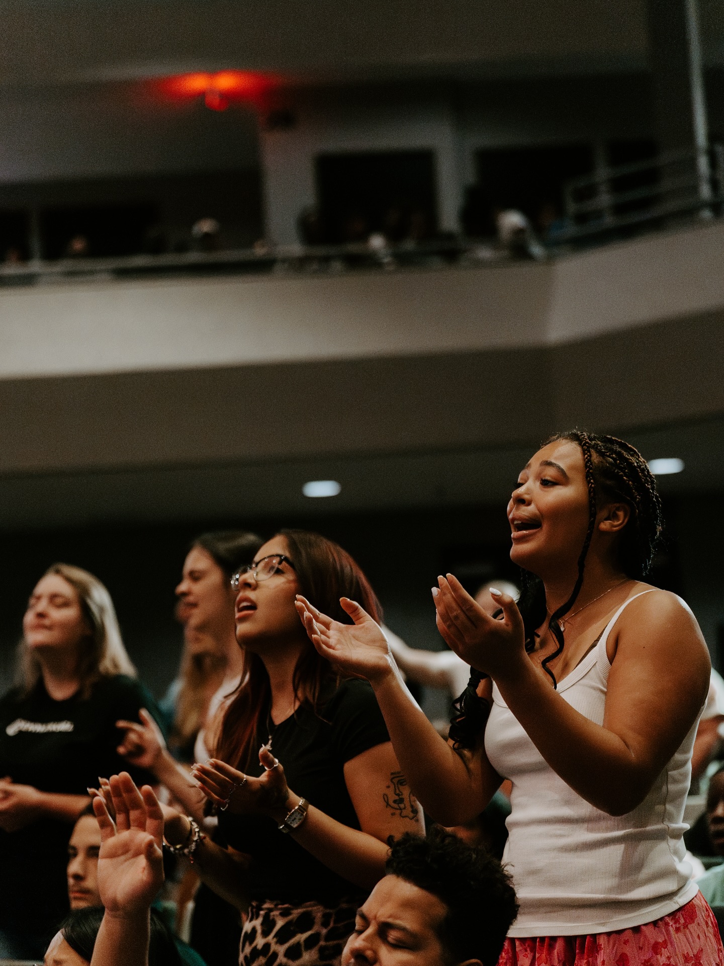 A room full of people in worship